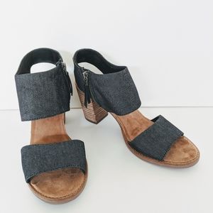 Toms Majorca Black Denim Cutout Sandals Size 10